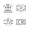 Bitcoin cryptocurrency linear icons set
