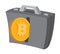 Bitcoin currency entering business suitcase