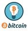 Bitcoin currency logo light bulb