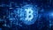 Bitcoin currency sign in digital cyberspace, network for world money