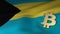 Bitcoin Currency Symbol on Flag of Bahamas