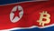 Bitcoin Currency Symbol on Flag of North Korea