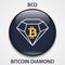 Bitcoin Diamond Coin cryptocurrency blockchain icon. Virtual electronic, internet money or cryptocoin symbol, logo
