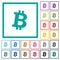 Bitcoin digital cryptocurrency flat color icons with quadrant frames