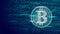 Bitcoin digital cryptocurrency sign binary code number. Big data information mining technology. Blue glowing abstract