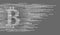 Bitcoin digital cryptocurrency sign binary code number. Big data information mining technology. White monochrome glowing
