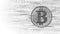 Bitcoin digital cryptocurrency sign binary code number. Big data information mining technology. White monochrome glowing