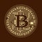 Bitcoin. Digital currency. Cryptocurrency. Bitcoin symbol isolated on brown background.