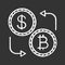 Bitcoin and dollar currency exchange chalk icon