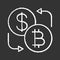 Bitcoin and dollar currency exchange chalk icon