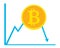 Bitcoin down. The icon for internet money.