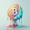 Bitcoin with Dripping Colorful Paint. AI Generated