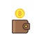 Bitcoin drop into the brown wallet