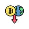 Bitcoin, Earth, arrow icon. Simple color with outline vector elements of economy icons for ui and ux, website or mobile