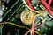 Bitcoin on electrical circuit background