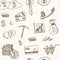 Bitcoin elements hand drawn doodle seamless pattern. Sketches. Vector illustration for design and packages product