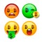 Bitcoin emoji, crypto currency character set with different emotions, vector illustration