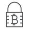 Bitcoin encryption line icon, money and finance