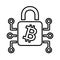 Bitcoin, encryptions, coin, cryptocurrency outline icon. Line vector design.