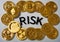 Bitcoin and ETH and doge coin etc with word of risk in the middle