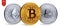 Bitcoin. Ethereum. Litecoin. 3D isometric Physical coins. Digital currency. Cryptocurrency. Silver and golden coins with bitcoin,