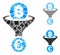 Bitcoin Euro conversion funnel Mosaic Icon of Uneven Elements