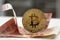 Bitcoin, euro, finance concept, bit coin, coin, finance, exchange, banknotes, selective ficus,