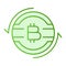 Bitcoin exchange flat icon. Cryptocurrency green icons in trendy flat style. Bitcoin with arrows gradient style design