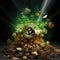 a bitcoin exploding in rocks