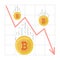 Bitcoin Fall Chart. Cryptocurrency decline graph in flat style. Web money price crash