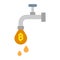 Bitcoin faucet, bitcoin flow, bitcoin tap, tap, fully editable vector icons