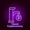 bitcoin faucet outline icon in neon style. Element of cryptocurrency illustration icons. Signs and symbols can be used for web,