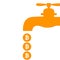 Bitcoin faucet. water tap with coins