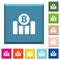 Bitcoin financial graph white icons on edged square buttons