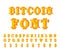 Bitcoin font. Cryptocurrency alphabet. Web money letter. Vector