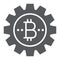 Bitcoin gear glyph icon, finance and money