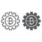 Bitcoin gear line and glyph icon, finance