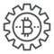 Bitcoin gear line icon, finance and money
