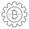 Bitcoin gear thin line icon, finance and money