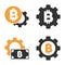Bitcoin Gear Vector Icon Set