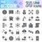 Bitcoin glyph icon set, cryptocurrency symbols