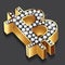 Bitcoin gold bling bling diamonds symbol icon logo vector design