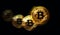 Bitcoin gold coin currency illustration on black background