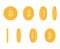 Bitcoin gold coin at different angles for animation vector set