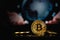 Bitcoin gold coin on globe background