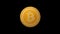 Bitcoin, gold cryptocurrency coin isolated on black background, front view, 3D render