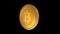 Bitcoin, gold cryptocurrency coin isolated on black background, side view, 3D render