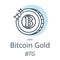 Bitcoin Gold cryptocurrency coin line, icon of virtual currency vector