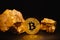 Bitcoin on Golden background