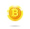Bitcoin golden coin icon for cryptocurrency, isolated on white background.
